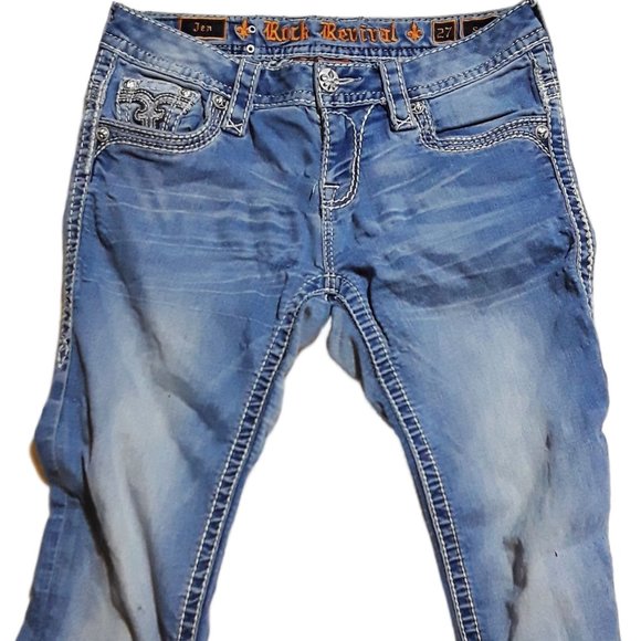 Rock Revival Jen Straight Denim Jeans- Womens Sz 27 - Picture 4 of 8